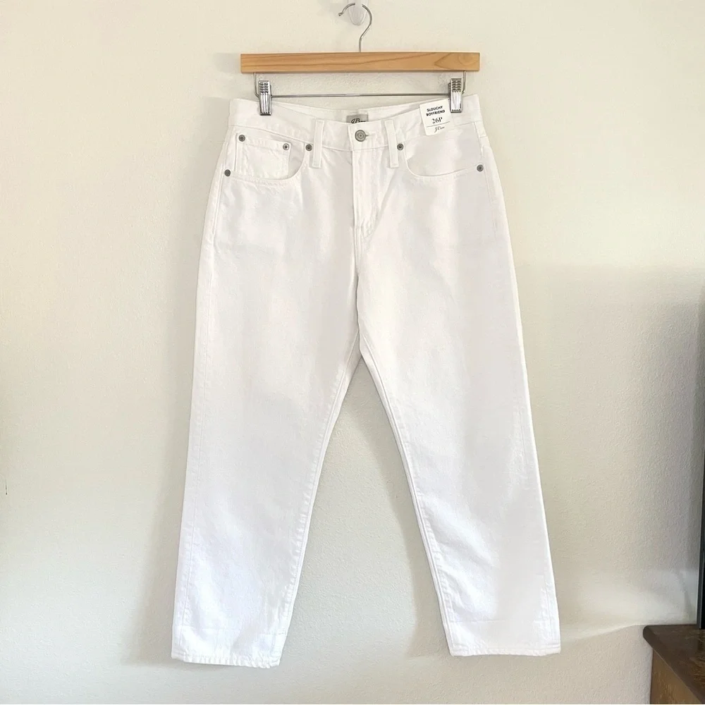 NWT J. Crew Slouchy Boyfriend Jean White 26 Petite